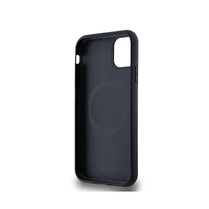 DKNY odos rašto logotipas ant metalinio telefono dėklo MagSafe“ skirtas iPhone 11/Xr“ - juodos spalvos