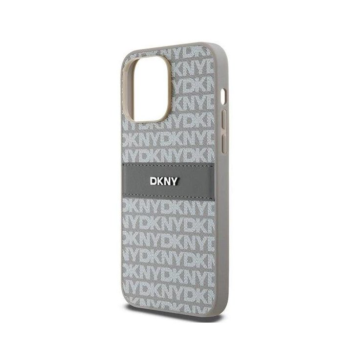 DKNY odinis vienspalvis su metaline logotipu dėklas iPhone 14 Pro - smėlinis