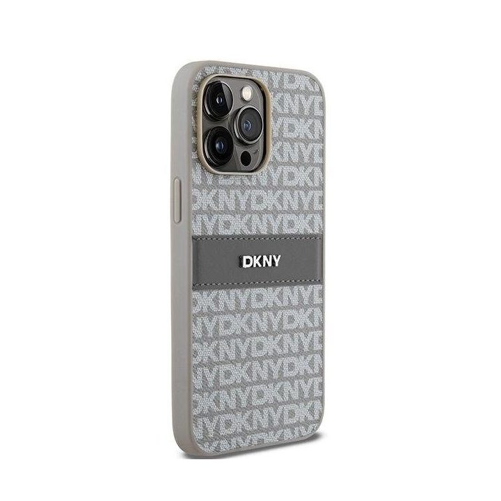 DKNY odinis vienspalvis su metaline logotipu dėklas iPhone 14 Pro - smėlinis
