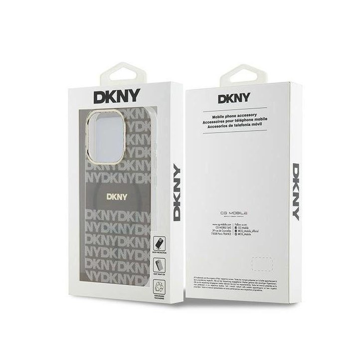 DKNY IML Mono & Stripe MagSafe dėkliukas iPhone 15 Pro Max“ - smėlinis
