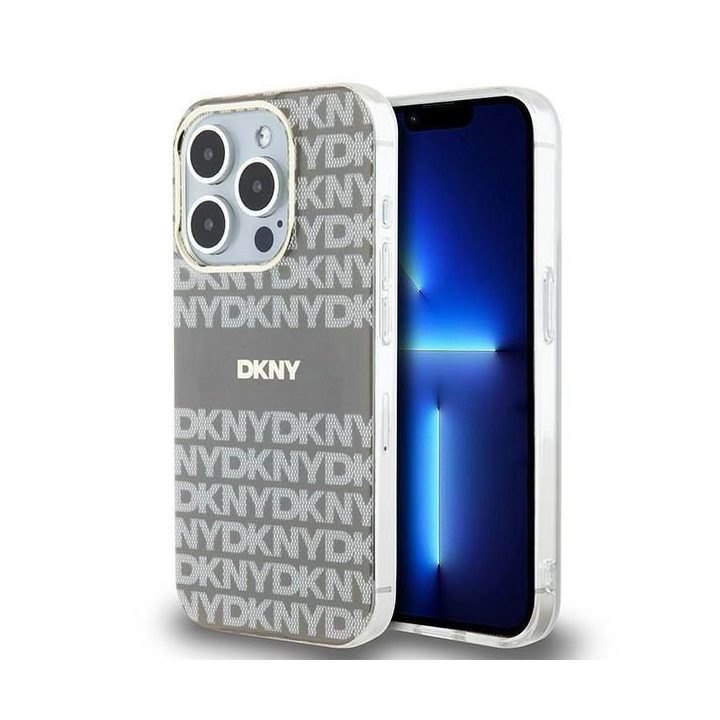 DKNY IML Mono & Stripe MagSafe dėkliukas iPhone 15 Pro Max“ - smėlinis