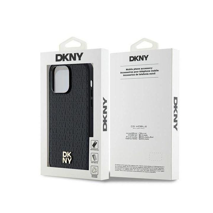 DKNY odinis su metaliniu logotipu MagSafe dėklas iPhone 14 Pro“ – juodas