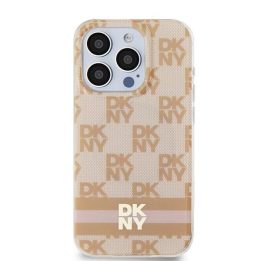 DKNY IML Checkered Mono ir antspauduoti dryžiai MagSafe dėklas iPhone 13 Pro / 13 - rausvas