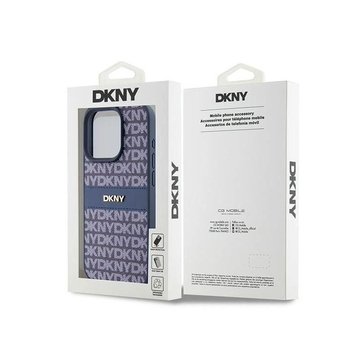 DKNY odinis vienspalvis Mono Stripe & Metal Logo“ dėklas iPhone 15 Pro“ – mėlynas