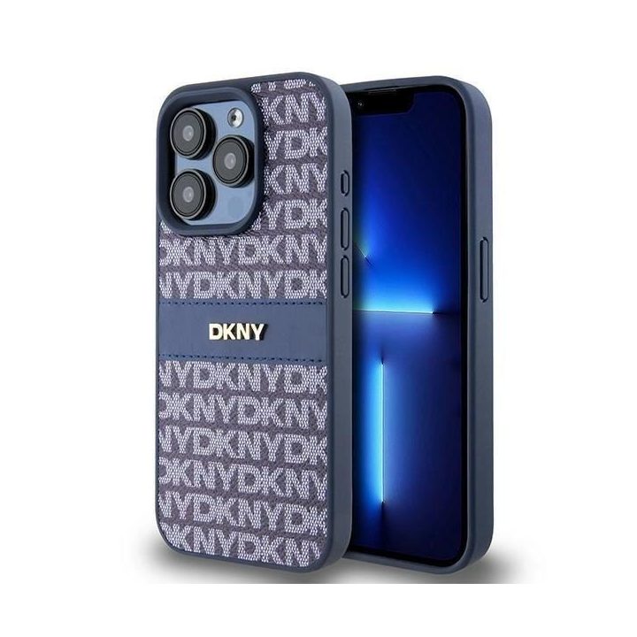 DKNY odinis vienspalvis Mono Stripe & Metal Logo“ dėklas iPhone 15 Pro“ – mėlynas