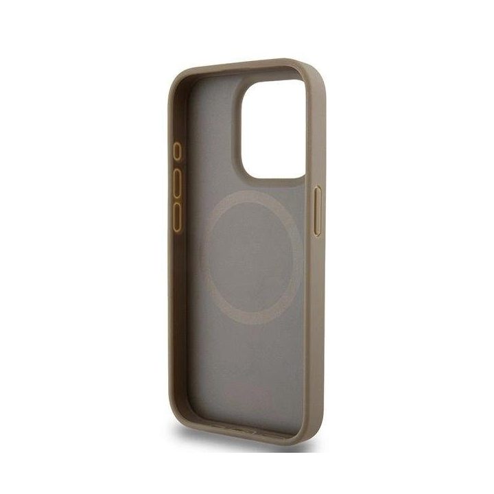 DKNY odinis, su išspausdintu raštu, metaliniu logotipu ir MagSafe“ dėklas iPhone 15 Pro Max“ – rudas