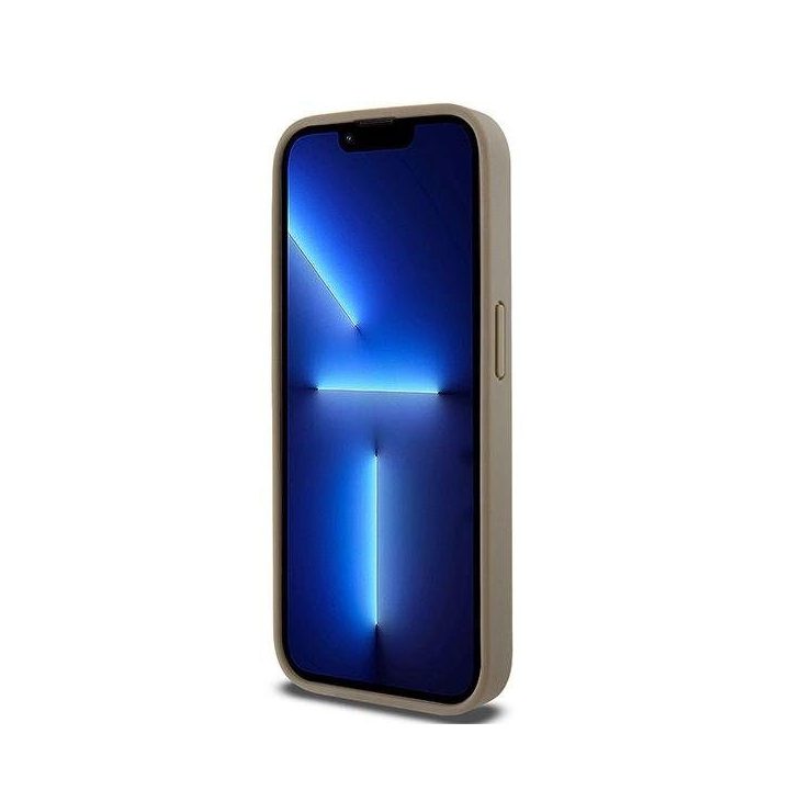 DKNY odinis, su išspausdintu raštu, metaliniu logotipu ir MagSafe“ dėklas iPhone 15 Pro Max“ – rudas