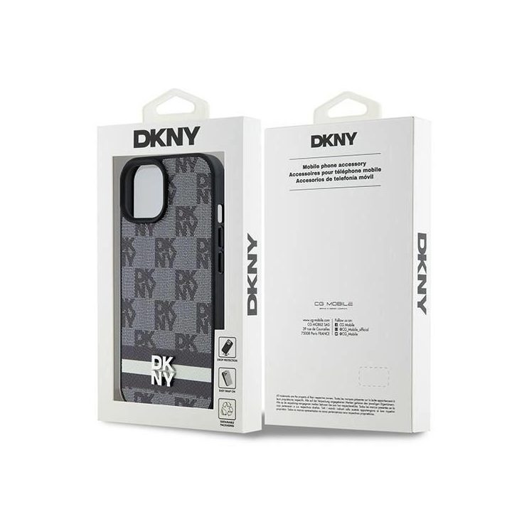 DKNY odinis languotas ir raštuotų juostelių dėklas iPhone 15/14/13“ – juodas