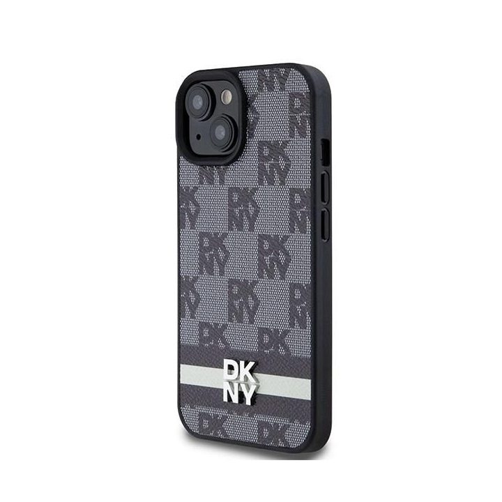 DKNY odinis languotas ir raštuotų juostelių dėklas iPhone 15/14/13“ – juodas