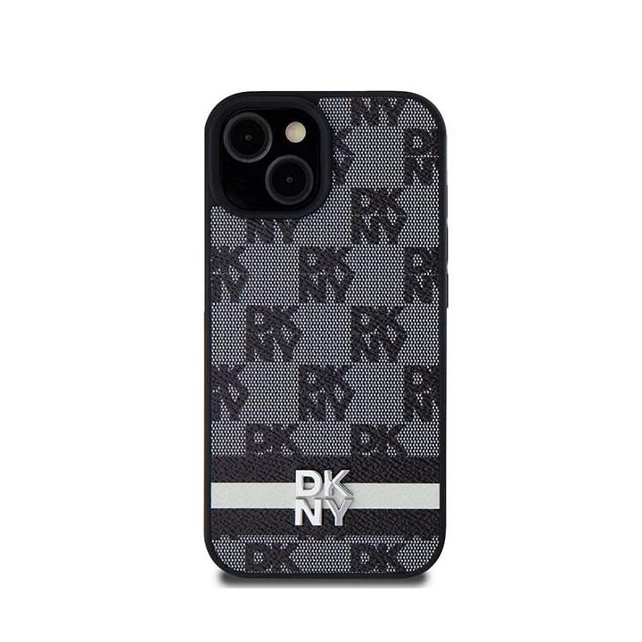 DKNY odinis languotas ir raštuotų juostelių dėklas iPhone 15/14/13“ – juodas