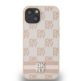 DKNY odinis, languotas, vienspalvis raštas ir spausdintos juostos dėklas iPhone 15/14/13“ – rausvas