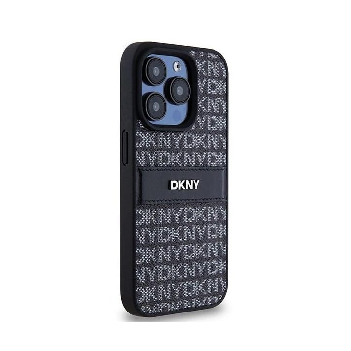 DKNY odinis dėklas su Mono Stripe & Metal Logo logotipu iPhone 15 Pro“ – juoda