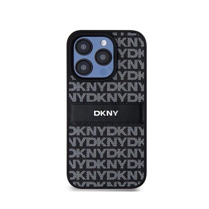 DKNY odinis dėklas su Mono Stripe & Metal Logo logotipu iPhone 15 Pro“ – juoda