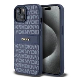DKNY Odinis Mono Stripe ir Metalinis Logotipo apvalkalas iPhone 15 / 14 / 13 – mėlynas.