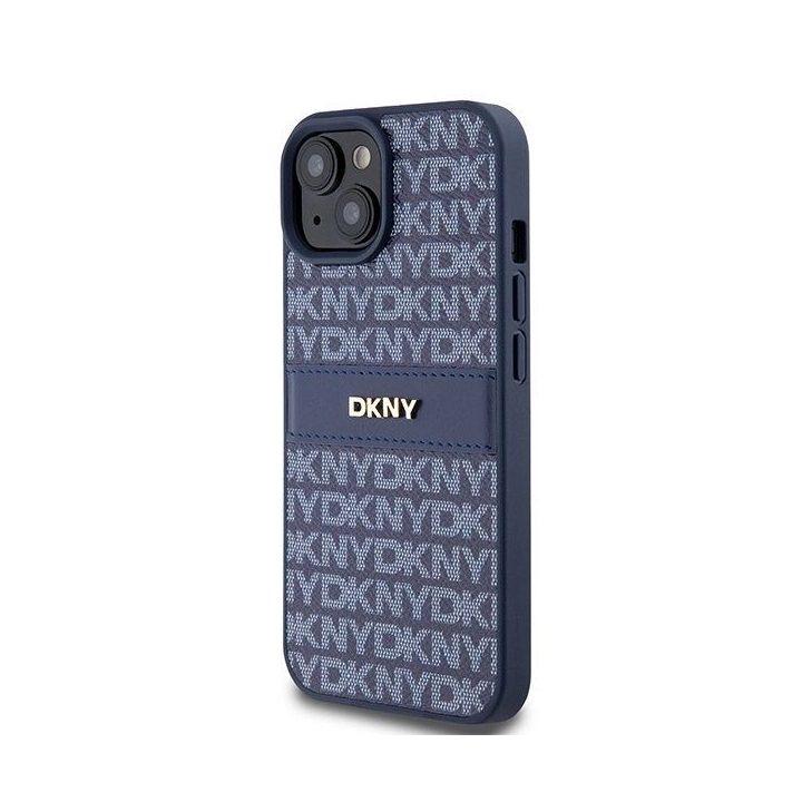 DKNY Odinis Mono Stripe ir Metalinis Logotipo apvalkalas iPhone 15 / 14 / 13 – mėlynas.