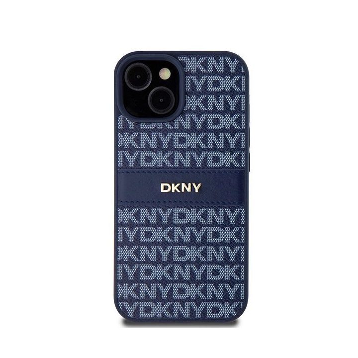 DKNY Odinis Mono Stripe ir Metalinis Logotipo apvalkalas iPhone 15 / 14 / 13 – mėlynas.
