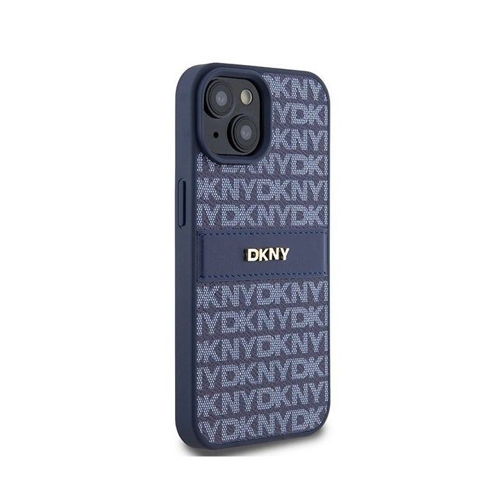 DKNY Odinis Mono Stripe ir Metalinis Logotipo apvalkalas iPhone 15 / 14 / 13 – mėlynas.