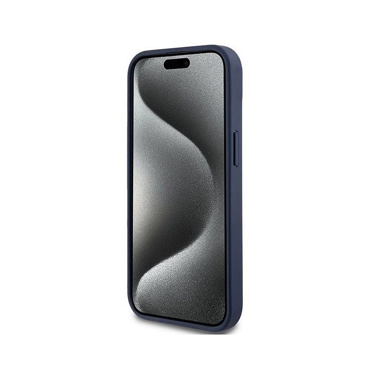 DKNY Odinis Mono Stripe ir Metalinis Logotipo apvalkalas iPhone 15 / 14 / 13 – mėlynas.
