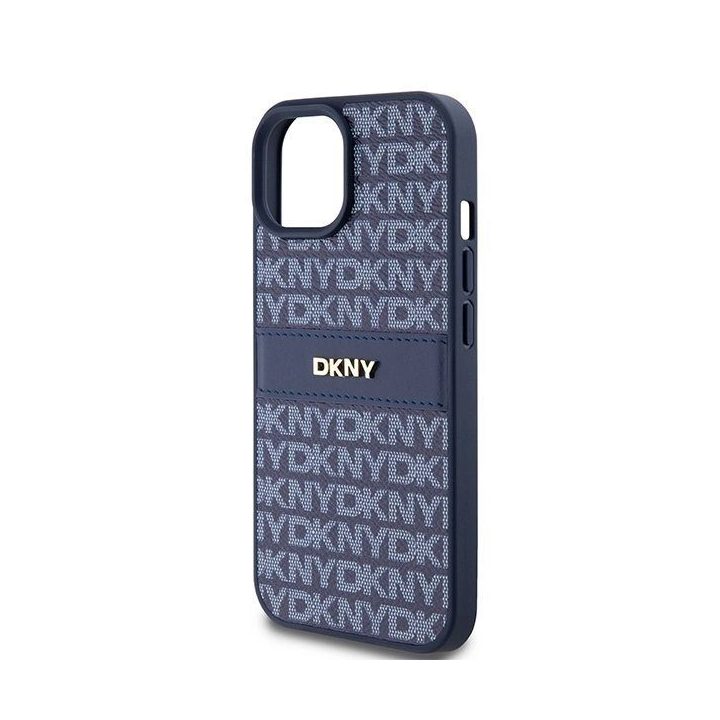 DKNY Odinis Mono Stripe ir Metalinis Logotipo apvalkalas iPhone 15 / 14 / 13 – mėlynas.