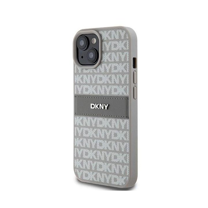 DKNY odinis Mono Stripe & Metal Logo“ dėklas iPhone 15 / 14 / 13“ – smėlio spalvos