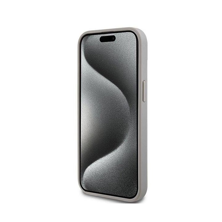 DKNY odinis Mono Stripe & Metal Logo“ dėklas iPhone 15 / 14 / 13“ – smėlio spalvos
