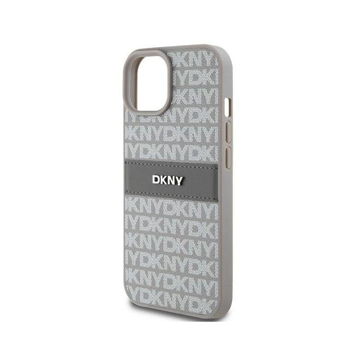 DKNY odinis Mono Stripe & Metal Logo“ dėklas iPhone 15 / 14 / 13“ – smėlio spalvos