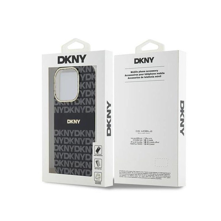 DKNY IML Mono & Stripe MagSafe dėklas iPhone 13 Pro Max – juodas