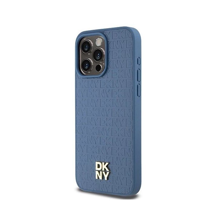 DKNY odos monograma raštuotas metalinis su logotipu MagSafe dėklas iPhone 15 Pro Max“ – mėlynas