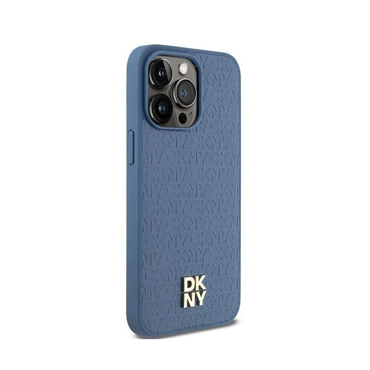 DKNY odos monograma raštuotas metalinis su logotipu MagSafe dėklas iPhone 15 Pro Max“ – mėlynas