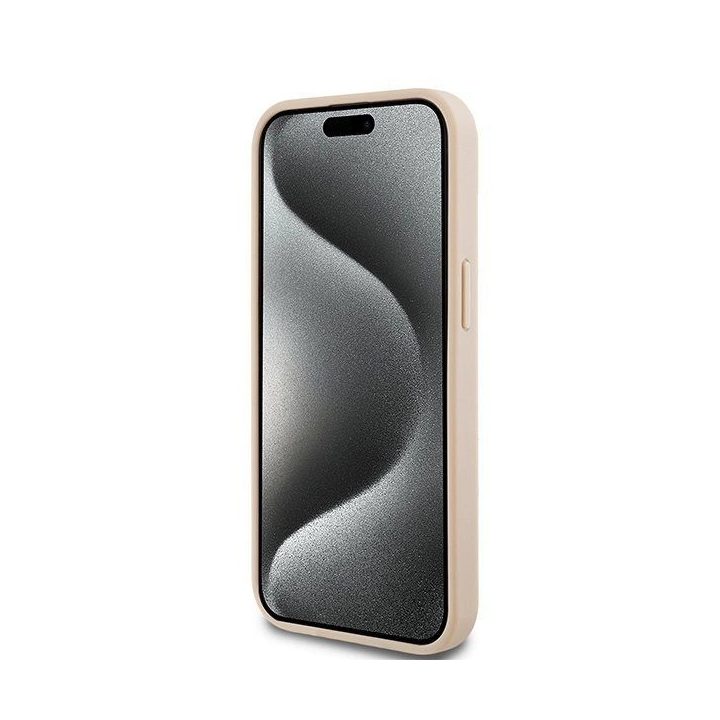 DKNY Leather Mono Stripe & Metal Logo dėklas iPhone 15 / 14 / 13 - rožinis