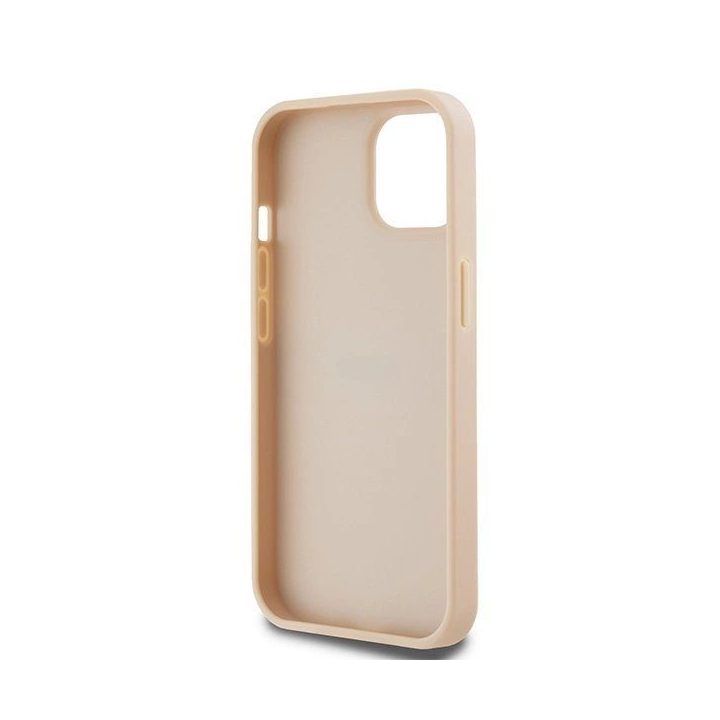 DKNY Leather Mono Stripe & Metal Logo dėklas iPhone 15 / 14 / 13 - rožinis