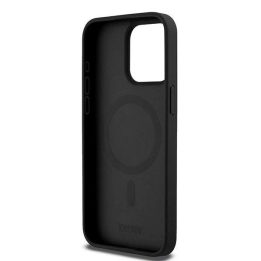DKNY odinis monogramos rašto metalinis logotipas MagSafe dėklas skirtas iPhone 15 Pro Max – juodas