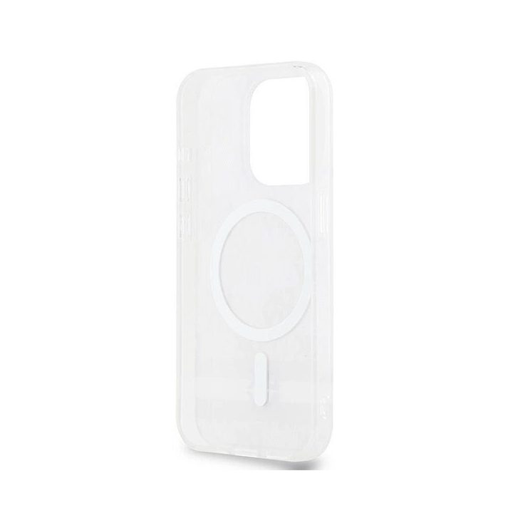 DKNY IML kvadratėlių mono rašto ir spausdintų juostelių MagSafe dėklas iPhone 15 Pro telefonui – smėlinis