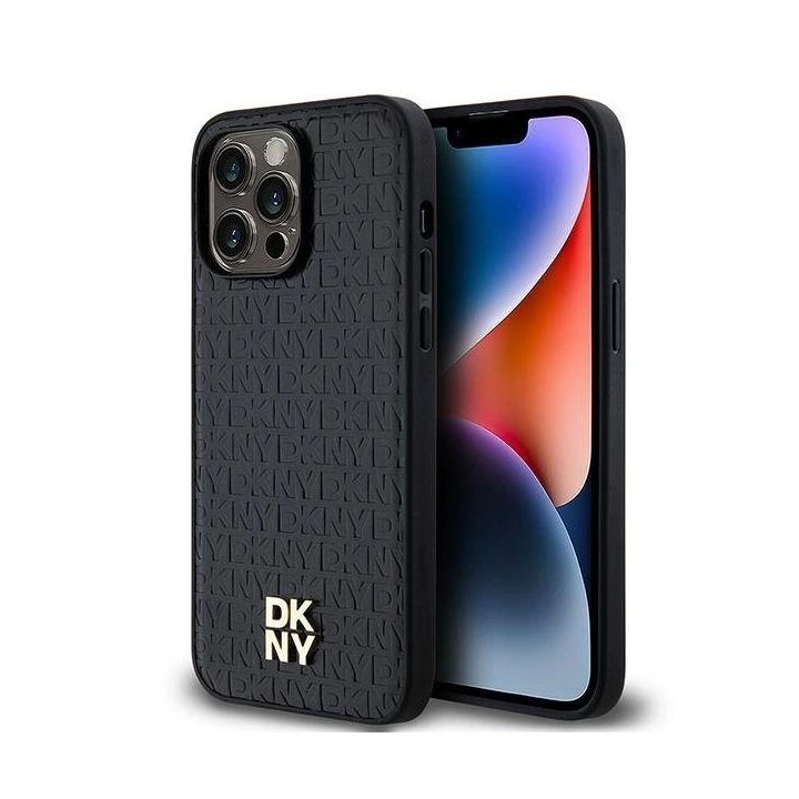 DKNY odinis raštais puoštas dėklas su metalizuotu logotipu MagSafe“, skirtas iPhone 13 Pro Max“ – juodas