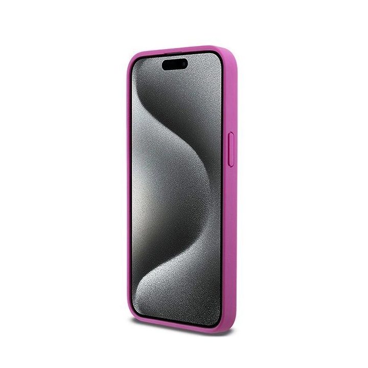 DKNY Leather Monogram Pattern Metal Logo MagSafe korpusas iPhone 15 Pro Max“ – rausvas