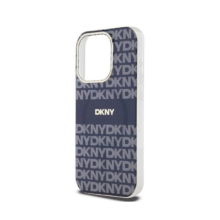 DKNY IML Mono & Stripe MagSafe dėklas iPhone 15 Pro - mėlynas
