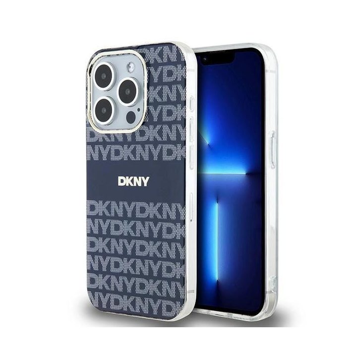 DKNY IML Mono & Stripe MagSafe dėklas iPhone 15 Pro - mėlynas