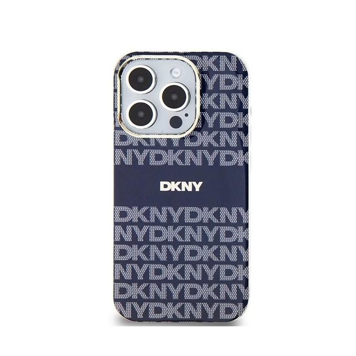 DKNY IML Mono & Stripe MagSafe dėklas iPhone 15 Pro - mėlynas