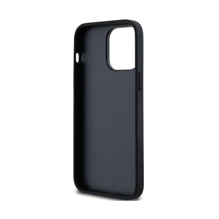 DKNY Leather Mono Stripe & Metal Logo dėklas iPhone 14 Pro - juodas