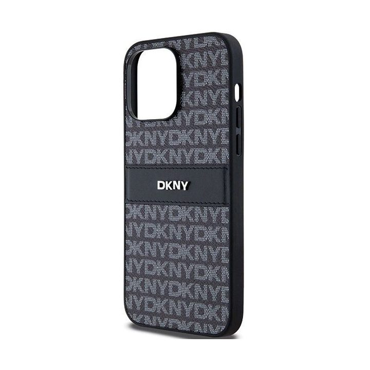 DKNY odinis mono dryžuotas dėklas ir metalinis logotipui skirtas iPhone 14 Pro Max“ – juodas