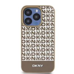 DKNY odinis su raštu bei metaliniu logotipo MagSafe“ dėklas skirtas iPhone 15/14/13“, Rudas