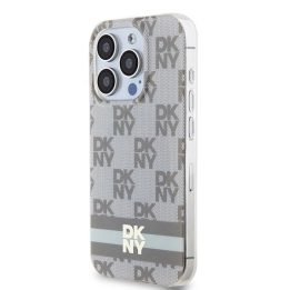 DKNY IML margintas vienspalvis raštas ir spausdintos juostelės MagSafe“ dėklas iPhone 15 Pro Max“ – smėlio spalvos