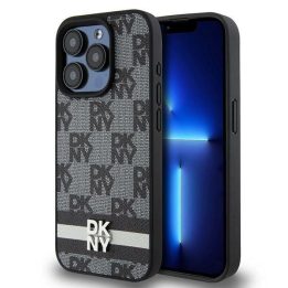 DKNY odinis šachmatų mono raštas ir spausdintų juostų dėklas iPhone 15 Pro – juodas