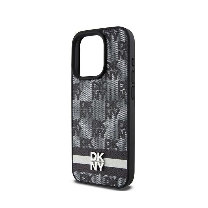 DKNY odinis šachmatų mono raštas ir spausdintų juostų dėklas iPhone 15 Pro – juodas