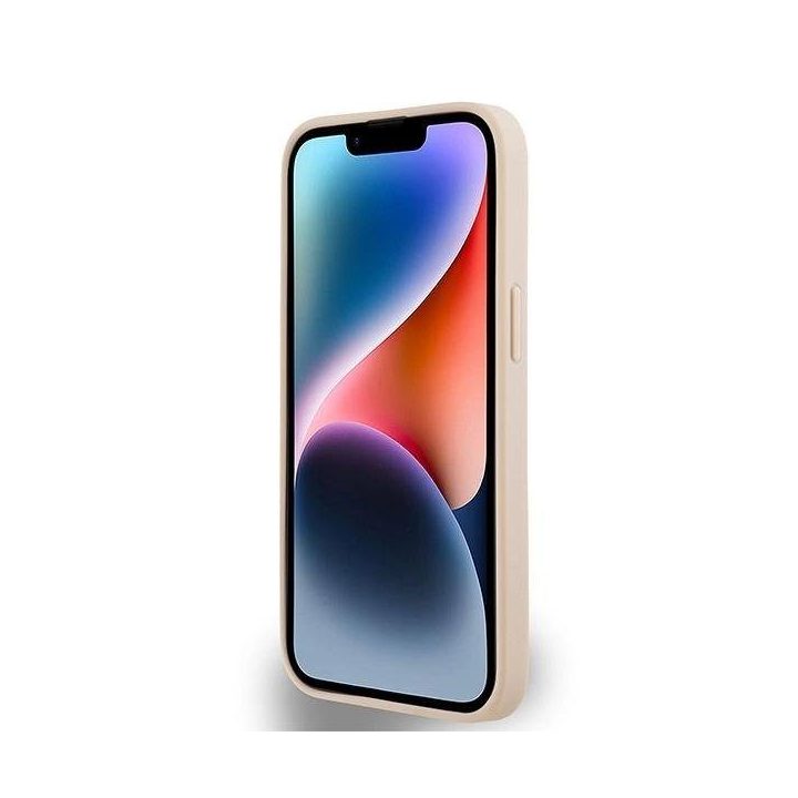 DKNY odinis languotas vienspalvis raštas ir atspausdintų dryžių dėklas iPhone 15 / 14 / 13 - rožinis