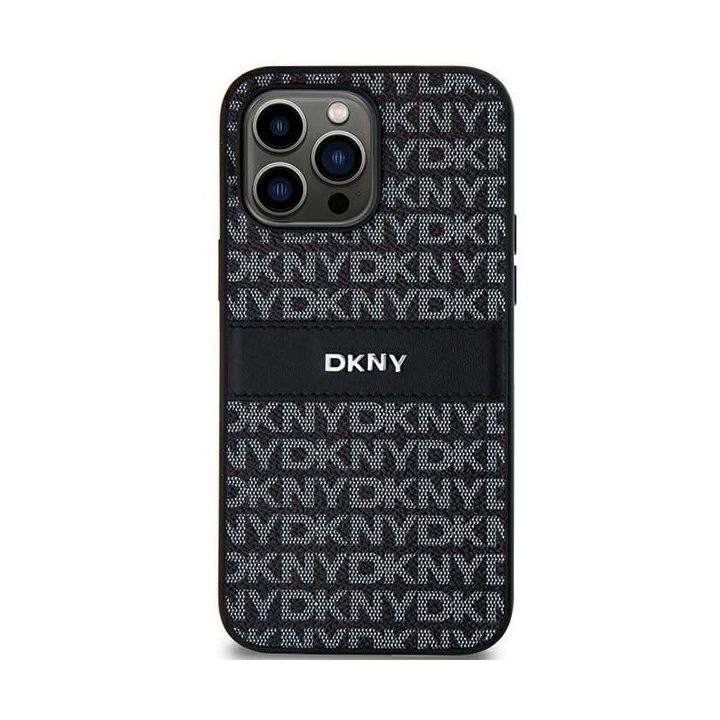 DKNY odinis dėklas su metaline juosta ir logotipu Samsung Galaxy S24 Ultra telefonui - juodas