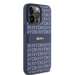 DKNY Leather Mono Stripe & Metal Logo dėklas iPhone 15 Pro Max – mėlynas