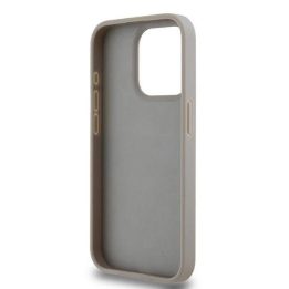 DKNY odos dėklas su metaliniu logotipu iPhone 15 Pro Max“ – smėlio spalvos