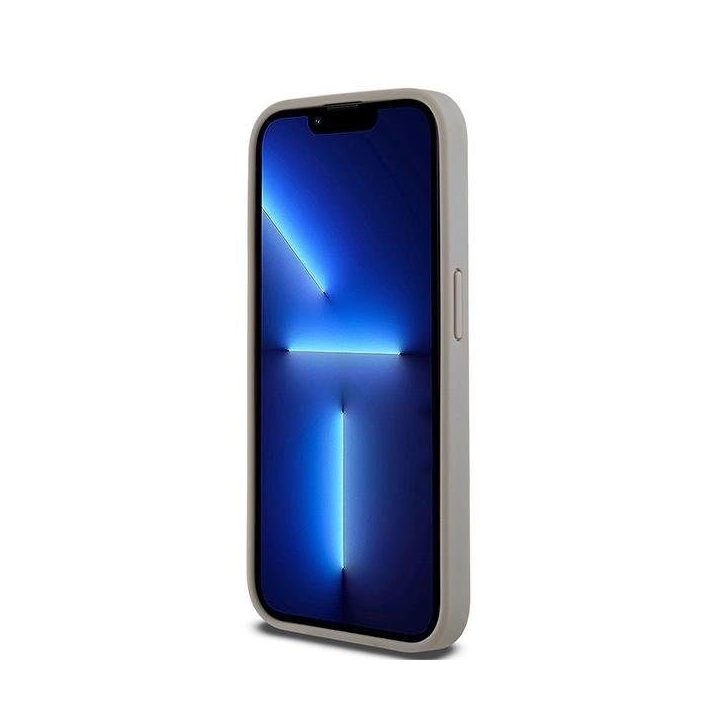 DKNY odos dėklas su metaliniu logotipu iPhone 15 Pro Max“ – smėlio spalvos