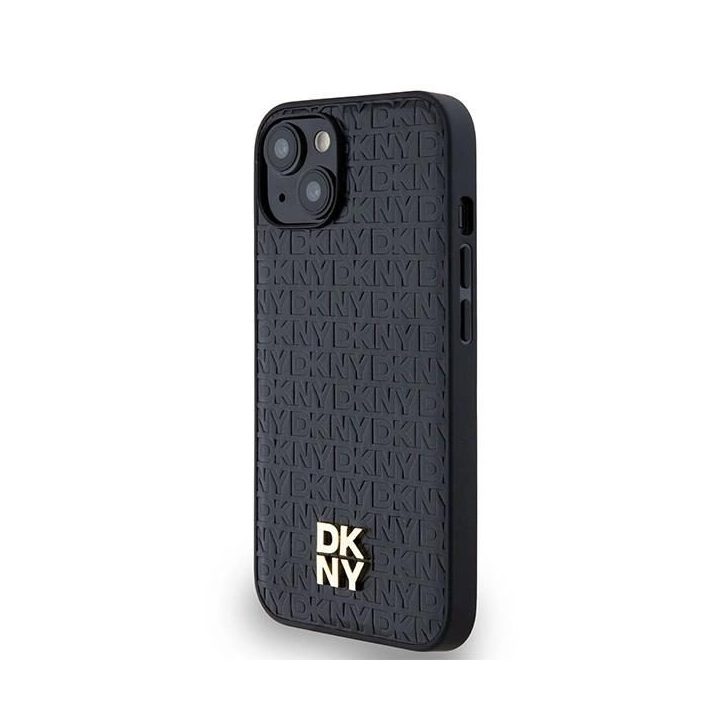 DKNY odinis monogramos rašto metalinis MagSafe“ dėklas iPhone 15/14/13“ – juodas